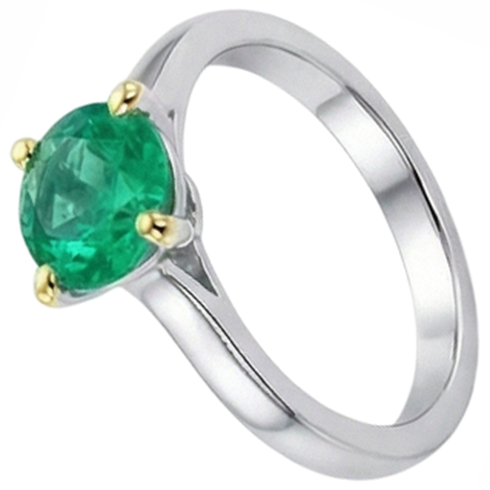 Naturreiner Edler Smaragd Schmuckstein-Ring 2,50 Karat Zweifarbiges 14K Gold – Schrägansicht