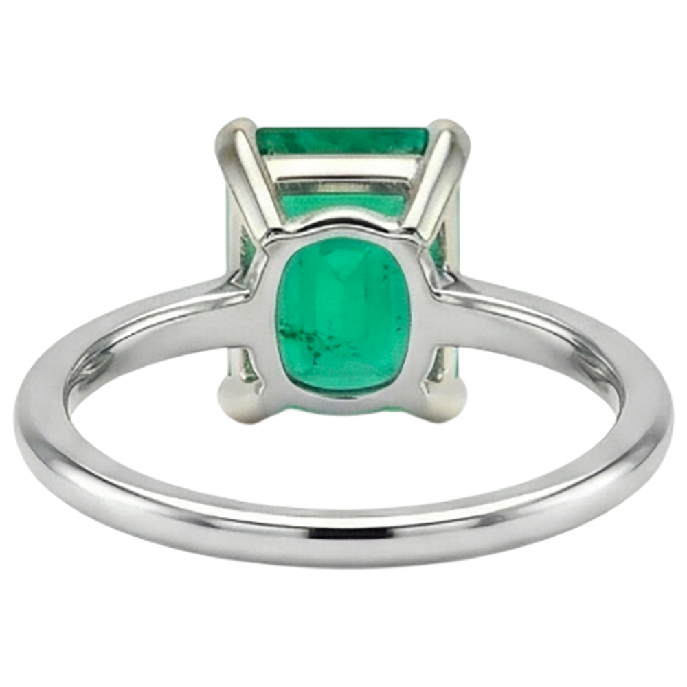 Authentischer Smaragd Schmuckstein-Ring 2 Karat Zweifarbiges 14K Gold – Rückansicht