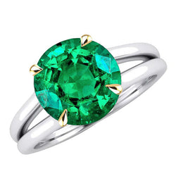Edler Smaragd Farbstein-Ring 4 Karat F/VS1 – 14 Karat Zweifarbig