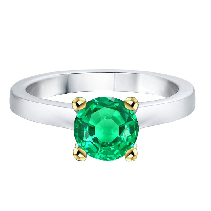 Naturreiner Edler Smaragd Schmuckstein-Ring 2,50 Karat Zweifarbiges 14K Gold – Hauptansicht