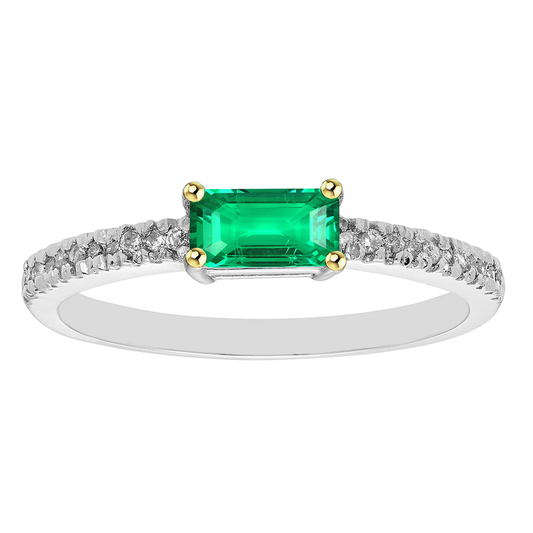 Kolumbianischer Smaragd Farbstein-Ring 1-Karat Zweifarbiges 14K Gold – Hauptansicht