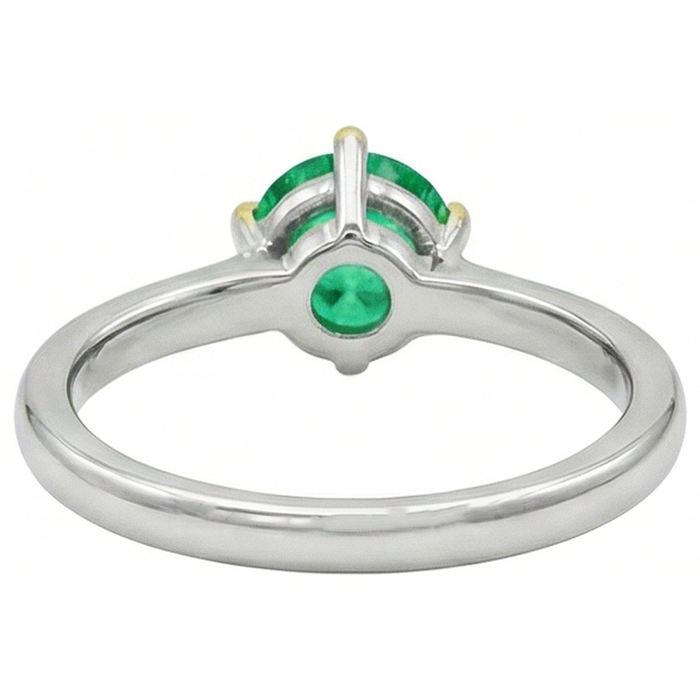 Naturreiner Kolumbianischer Smaragd Edelstein-Ring 1 Karat Bicolor 14K Gold – Rückansicht