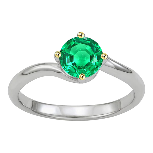 Naturreiner Kolumbianischer Smaragd Edelstein-Ring 1 Karat Bicolor 14K Gold – Hauptansicht