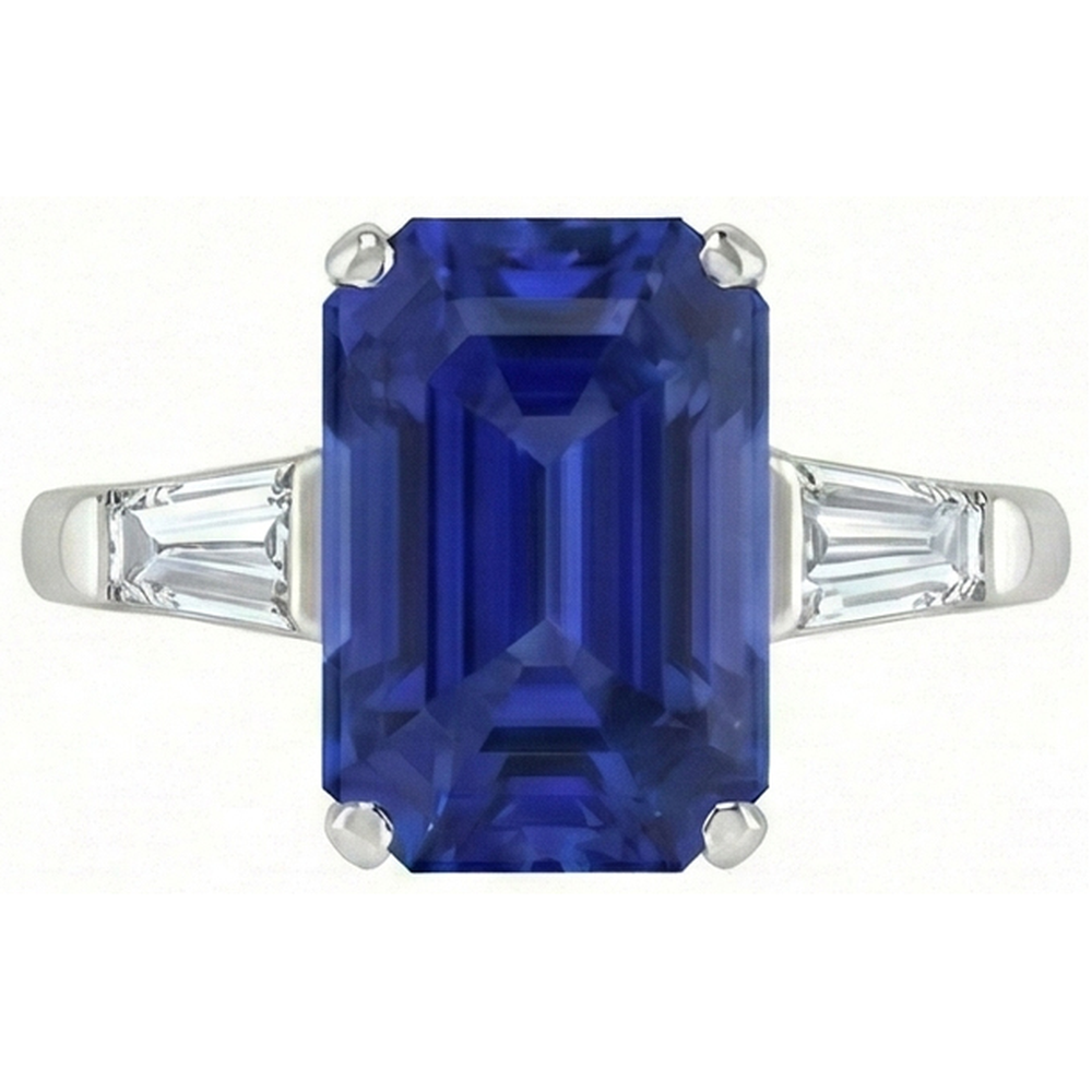 echter baguette diamant 4.50Karat ring Vorderansicht