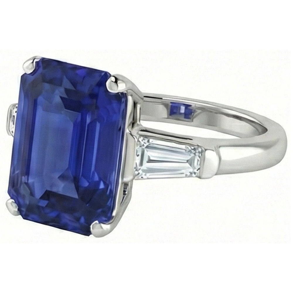 echter baguette diamant 4.50Karat ring Seitenansicht