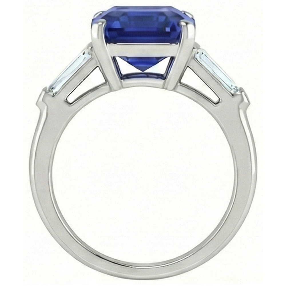 echter baguette diamant 4.50Karat ring Profilansicht