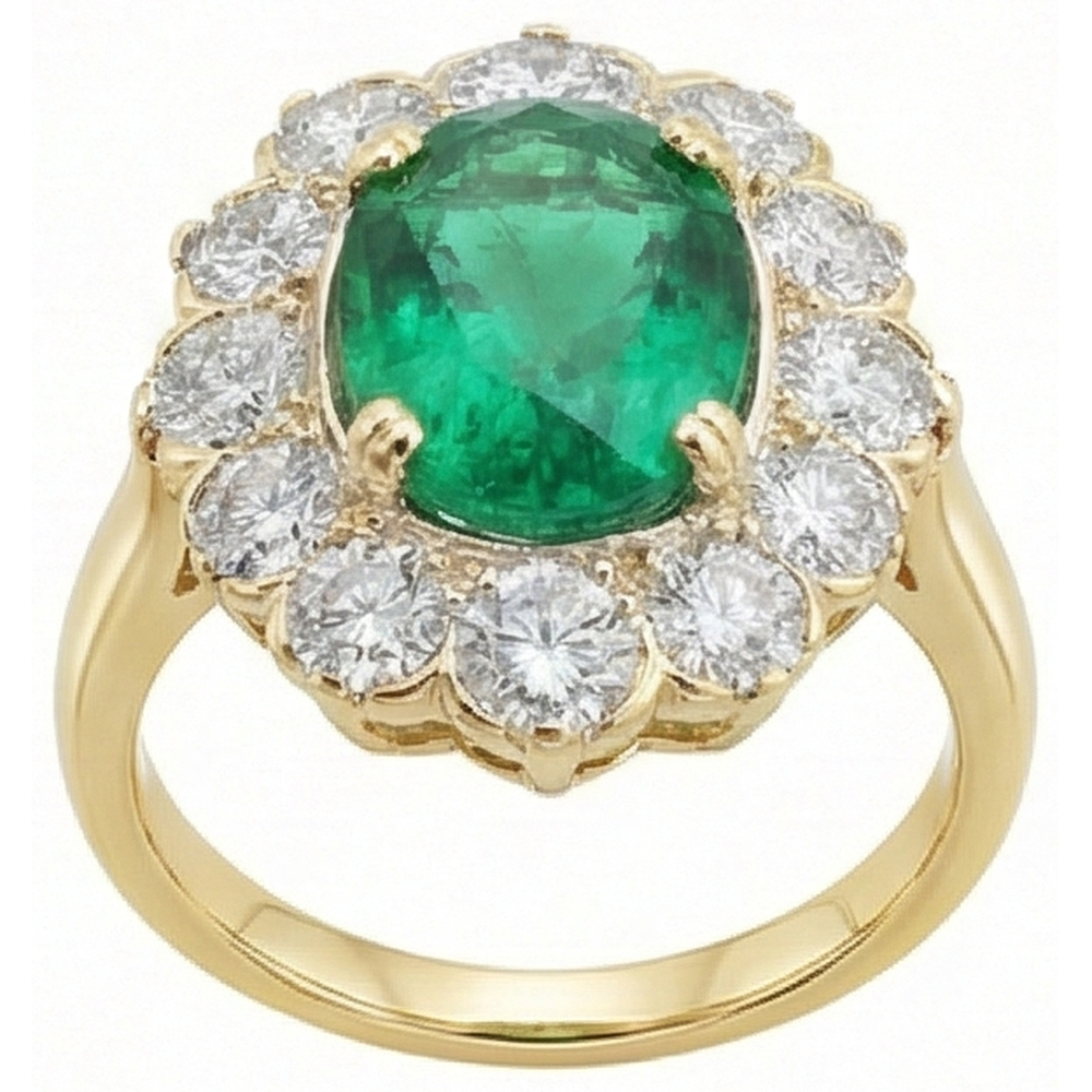 echter round smaragd 3.75Karat ring Detailansicht
