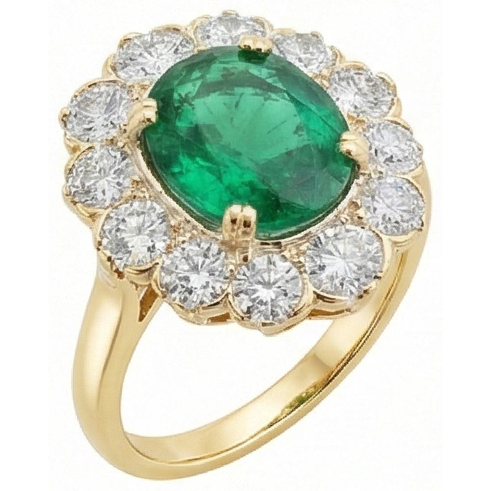 echter round smaragd 3.75Karat ring Profilansicht