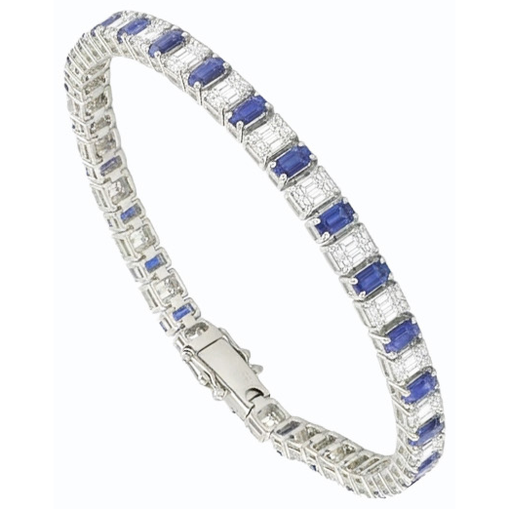 Smaragd Diamant Ceylon Saphir Tennis Armband Krappen Set