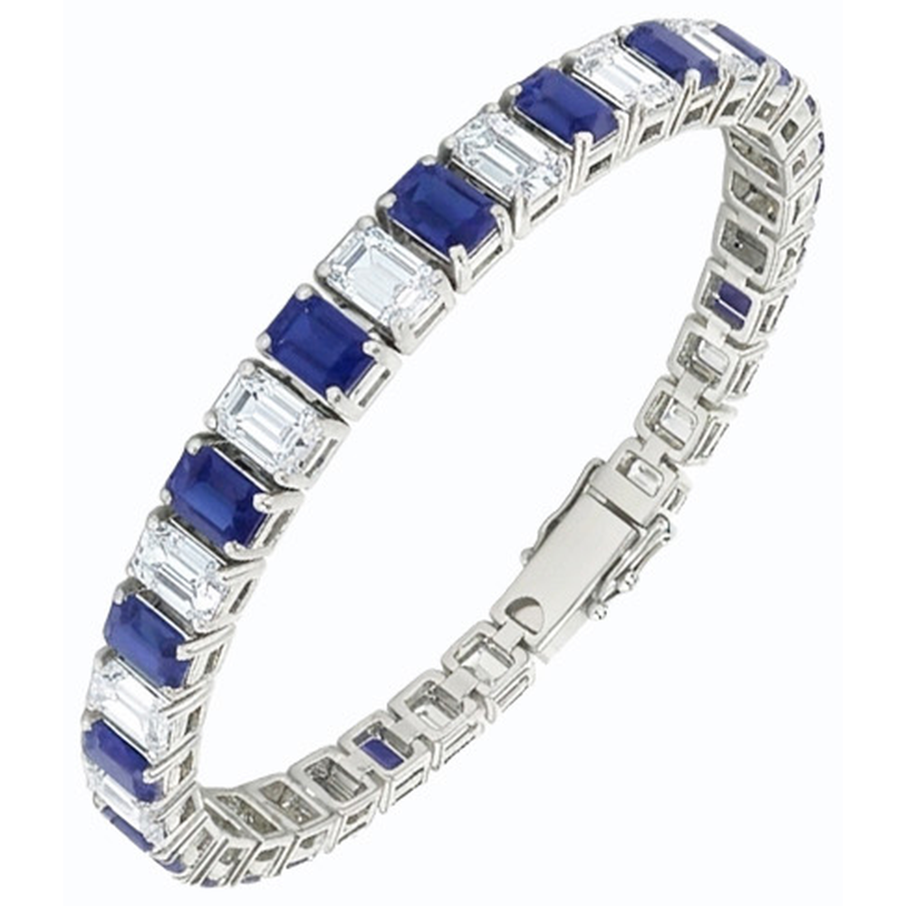 Smaragd Diamant Ceylon Saphir Tennis Armband Krappen Set