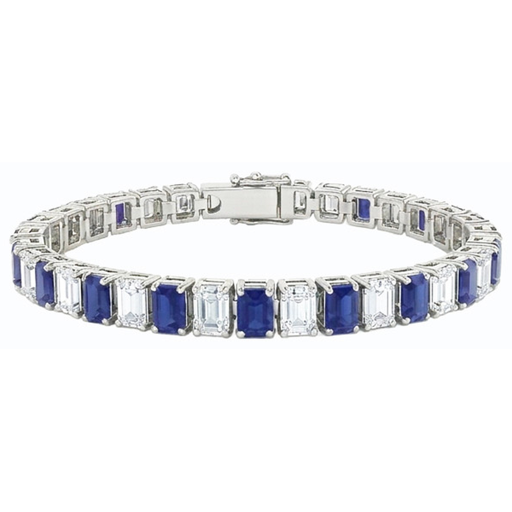 Smaragd Diamant Ceylon Saphir Tennis Armband Krappen Set
