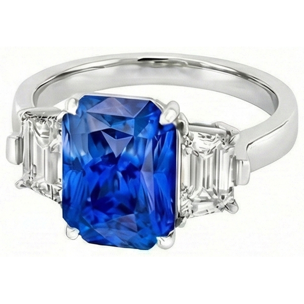 echter radiant diamant 3Karat ring Draufsicht
