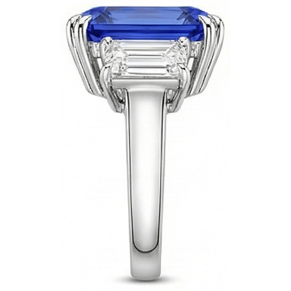 Smaragd-Natürlicher Diamant ( nicht im Labor gezüchtet )-Schmuck 3 Steine Ring Strahlender Saphir 5 Karat