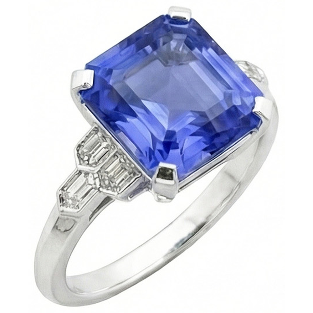 echter baguette diamant 6.50Karat ring Vorderansicht