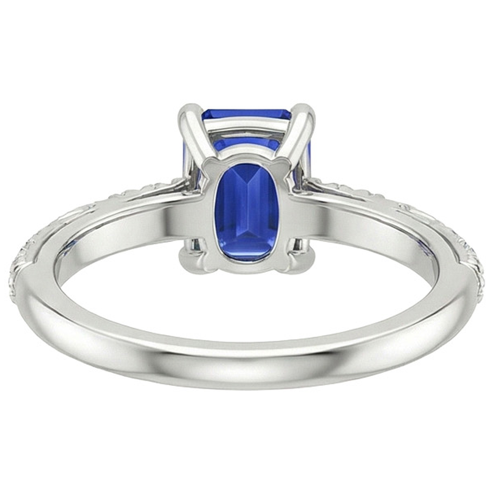 Smaragd-Edelstein mit Akzenten Ring Blauer Saphir & Diamant 3,50 Karat