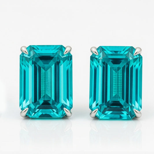 Smaragd-Paraiba-Ohrringe in Weißgold