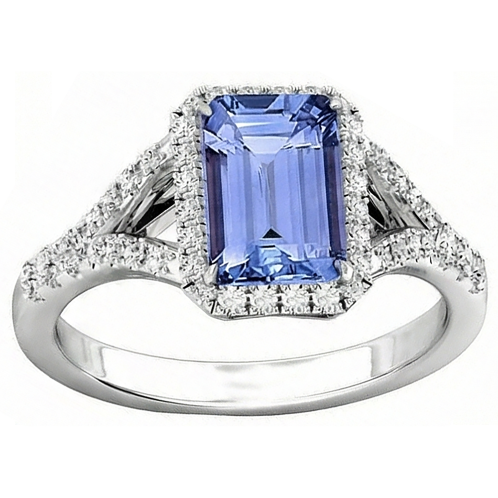 echter round tansanit 4.10Karat ring Seitenansicht