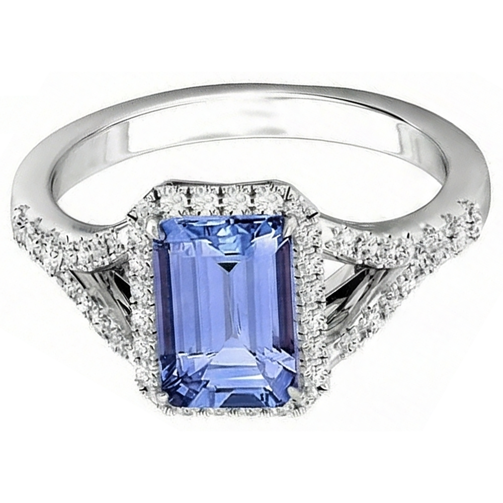 echter round tansanit 4.10Karat ring Detailansicht