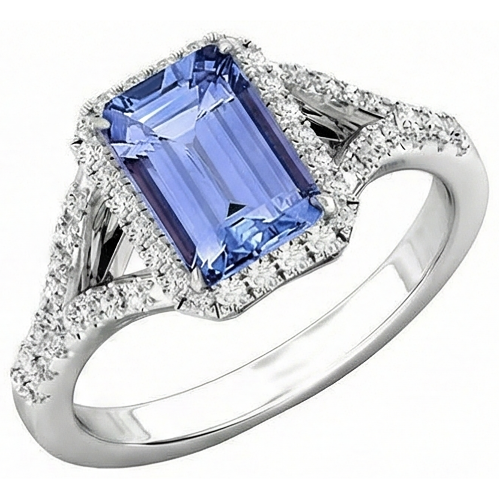 echter round tansanit 4.10Karat ring Draufsicht
