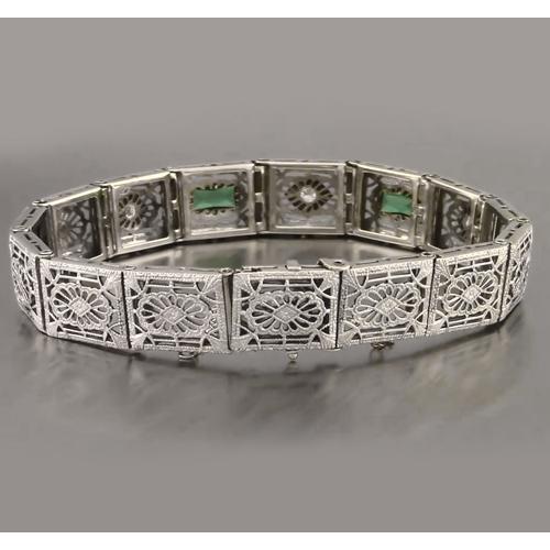 Smaragd Natürliche Diamant Baguette Schliff Armband 4,05 Karat Neu