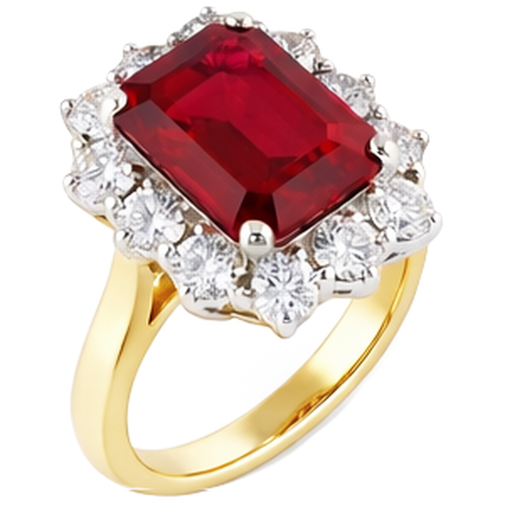 echter round rubin 7.45Karat ring Seitenansicht