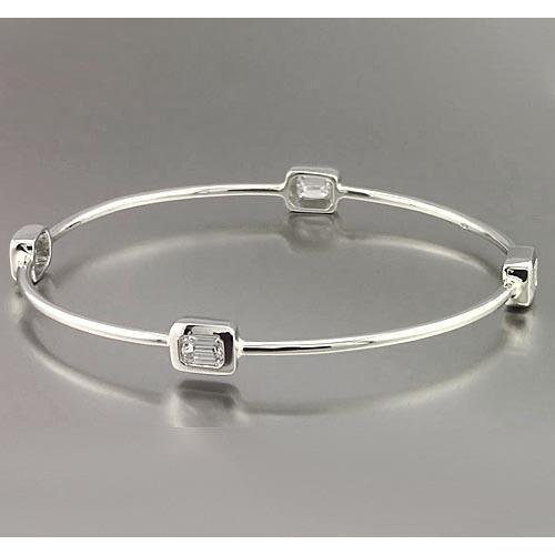 Smaragdschliff Echt Diamant-Armreif 2 Karat Schmuck