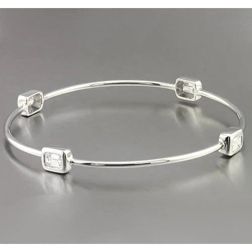 Smaragdschliff Echt Diamant-Armreif 2 Karat Schmuck