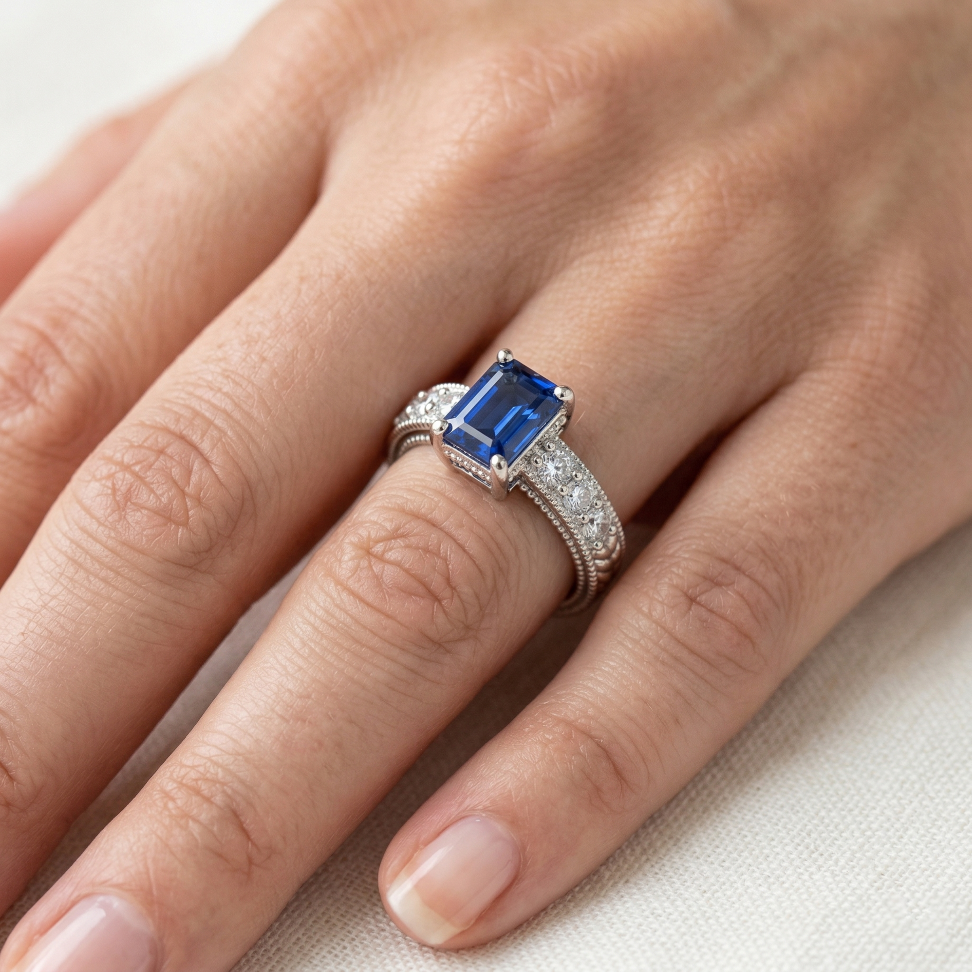 echter round diamant 2.10Karat ring auf Weiß