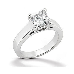 Solitärring Mit Echt Diamanten Im Prinzessin-Schliff 1,51 Ct. Weißgold 14K Schmuck