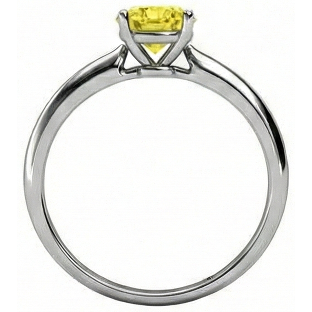 Solitaire 2 Kt Gelber Saphir Ring Weißgold 14K