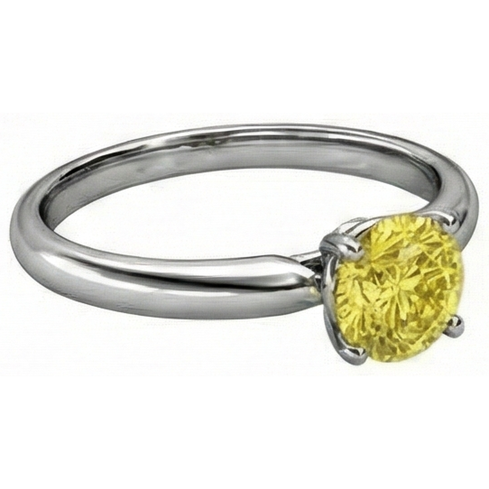 Solitaire 2 Kt Gelber Saphir Ring Weißgold 14K
