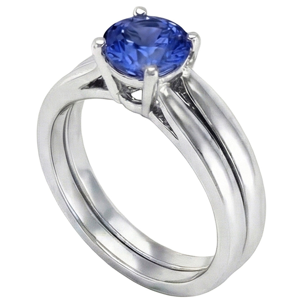 Solitaire 3 Karat Ceylon Saphir Ring Set 14K Neu