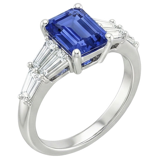 echter baguette diamant 4Karat ring Seitenansicht