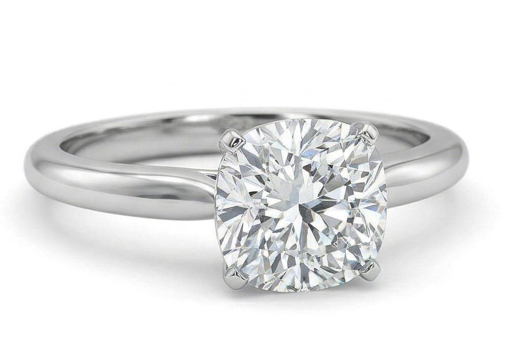 Solitaire Big Cushion Cut 3 Karat Echt Diamant Ehering Gold Weiß