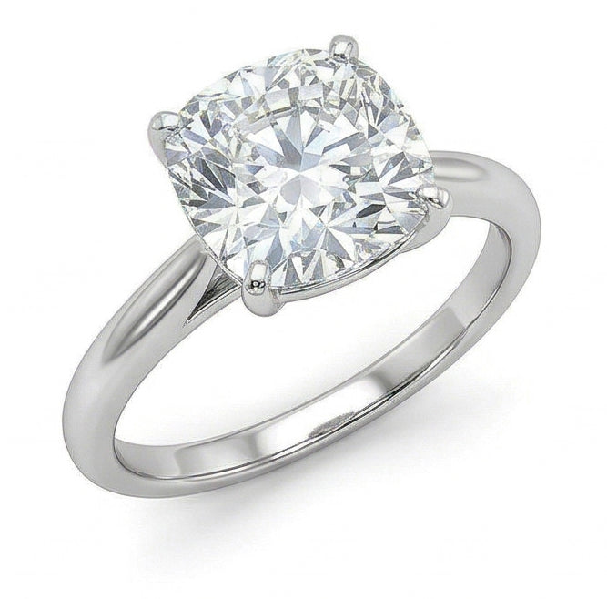 Solitaire Big Cushion Cut 3 Karat Echt Diamant Ehering Gold Weiß