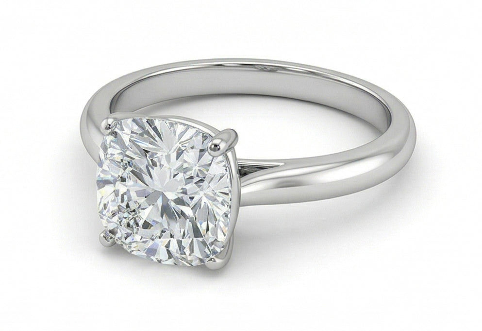 Solitaire Big Cushion Cut 3 Karat Echt Diamant Ehering Gold Weiß