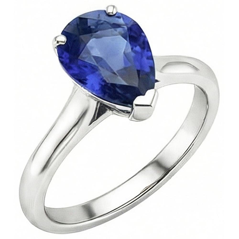 echter pear diamant 2Karat ring Vorderansicht