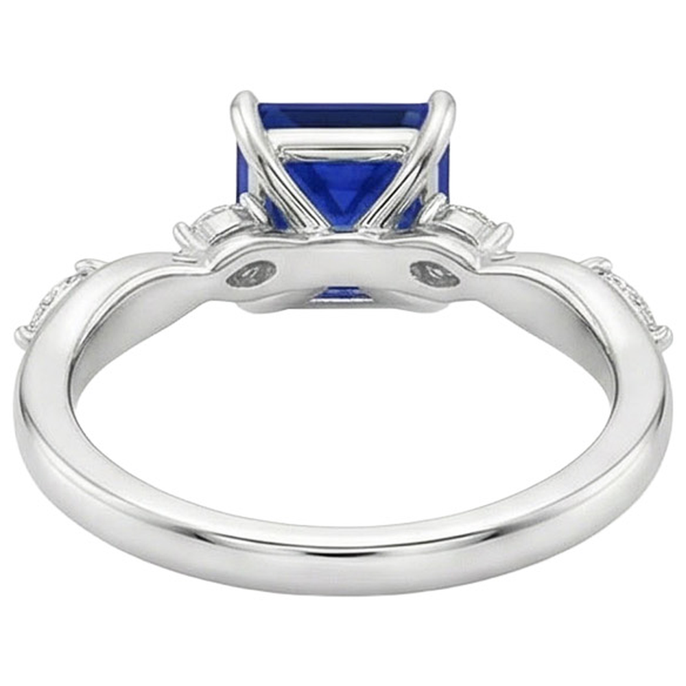 Solitaire Blauer Saphirring mit Akzenten Marquise Diamanten 5,50 Karat