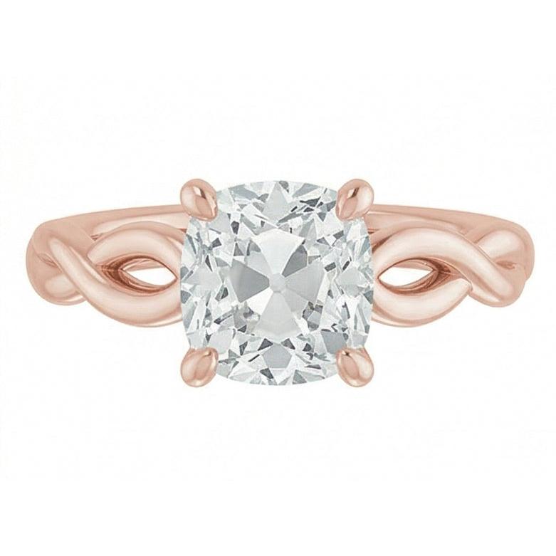 Naturreiner Edler Diamant Einzelstein-Ring 3 Karat 14K Roségold – Frontansicht