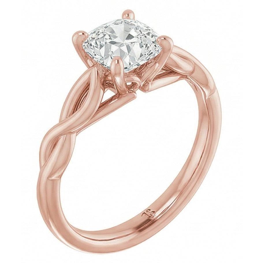 Naturreiner Edler Diamant Einzelstein-Ring 3 Karat 14K Roségold – Seitenansicht
