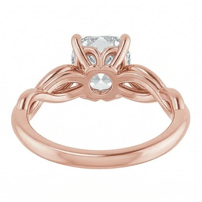 Edler Diamant Kissen-Schliff Einzelstein-Ring in 14K Roségold – Rückansicht