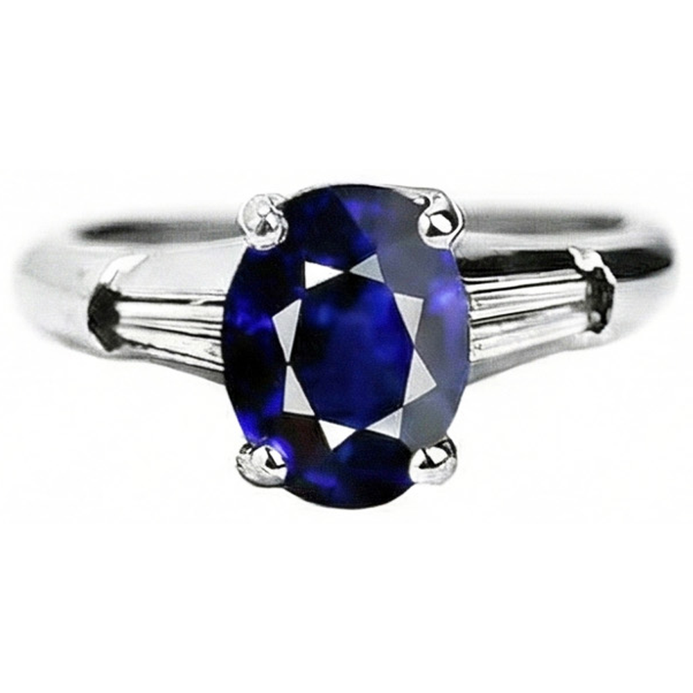 Solitaire Deep Blue Saphir Ring 2.50 Karat Damenschmuck