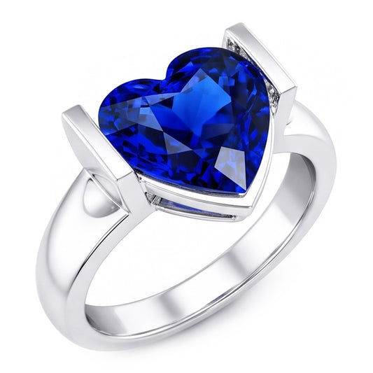 Solitaire Edelstein Ring Bar Set Ceylon Saphir 3 Karat Dicker Schaft
