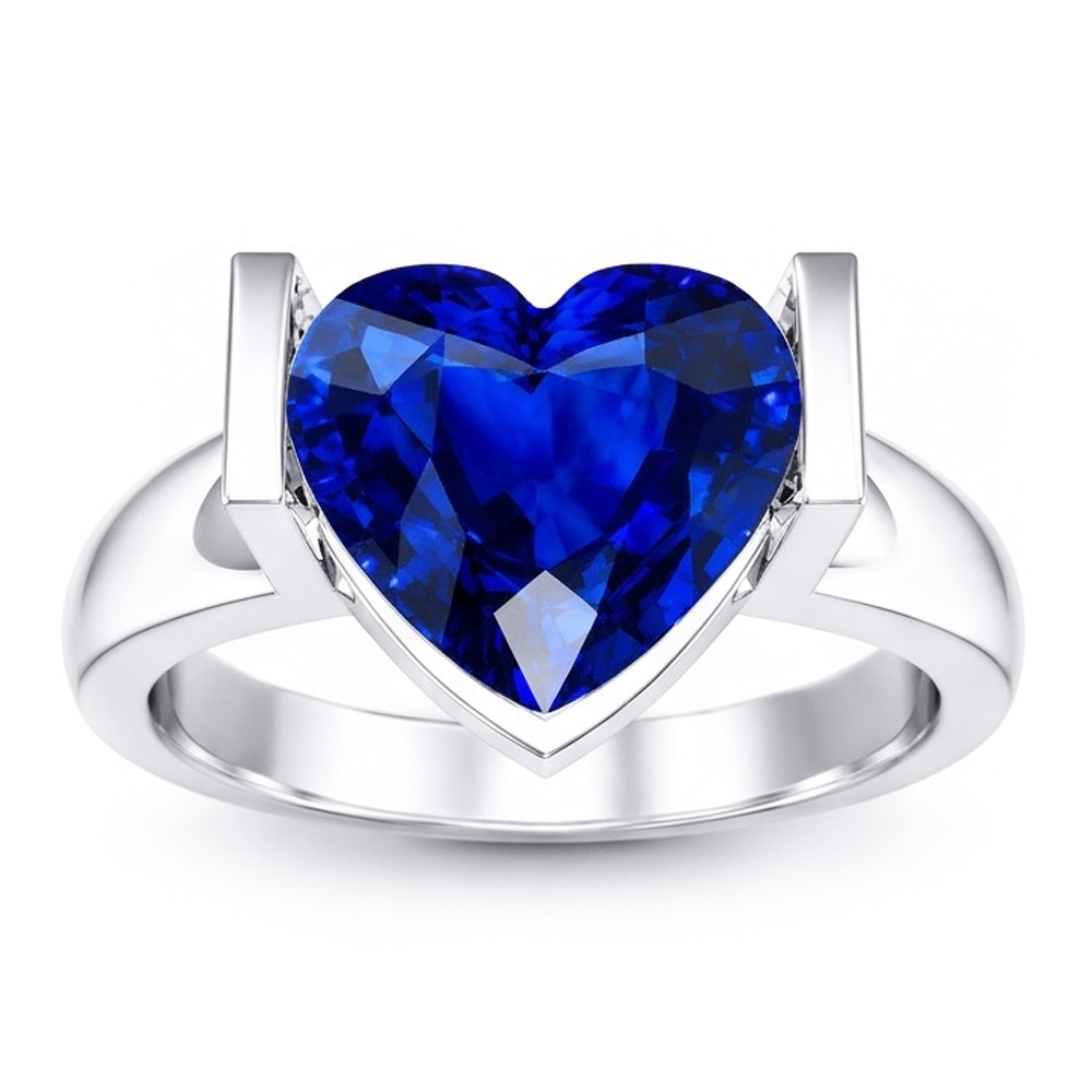 Solitaire Edelstein Ring Bar Set Ceylon Saphir 3 Karat Dicker Schaft