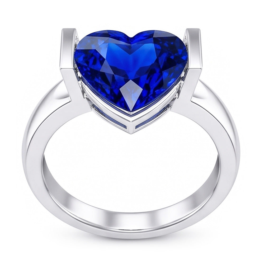 Solitaire Edelstein Ring Bar Set Ceylon Saphir 3 Karat Dicker Schaft