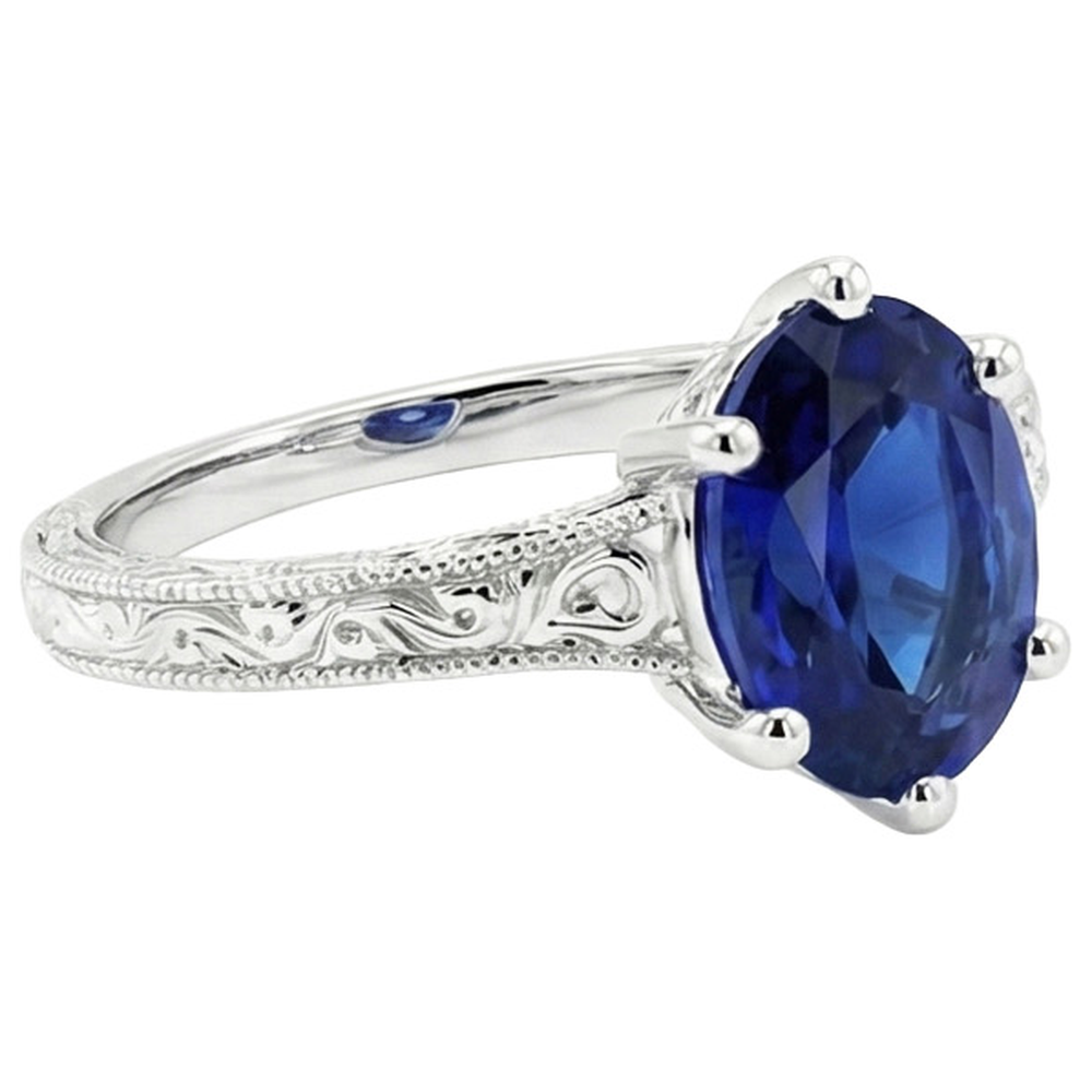 echter oval diamant 2Karat ring Profilansicht