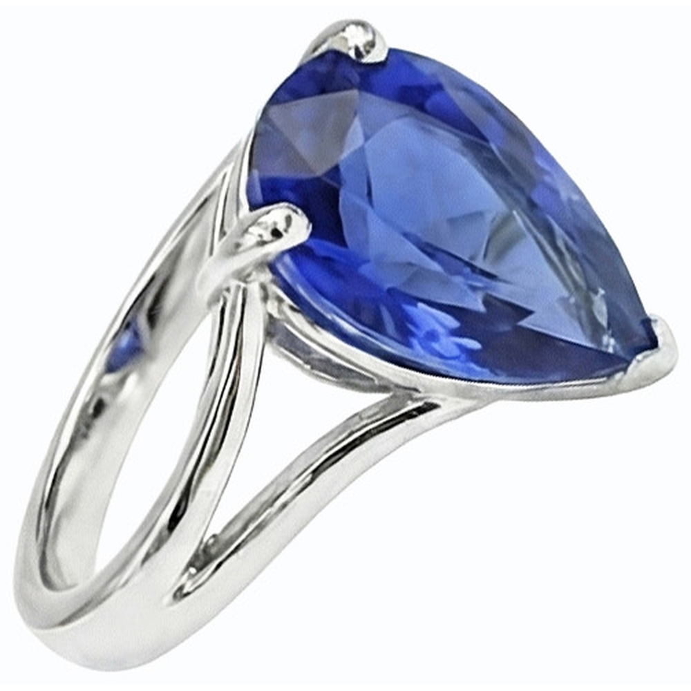 Solitaire Ehering Blauer Saphir Split Schaft 3 Karat Schmuck