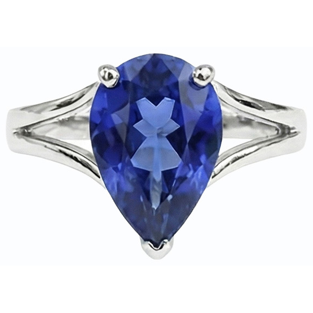 Solitaire Ehering Blauer Saphir Split Schaft 3 Karat Schmuck