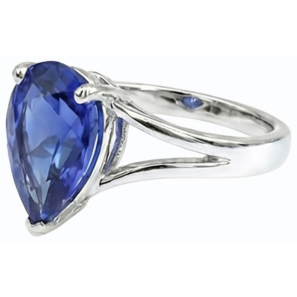 Solitaire Ehering Blauer Saphir Split Schaft 3 Karat Schmuck