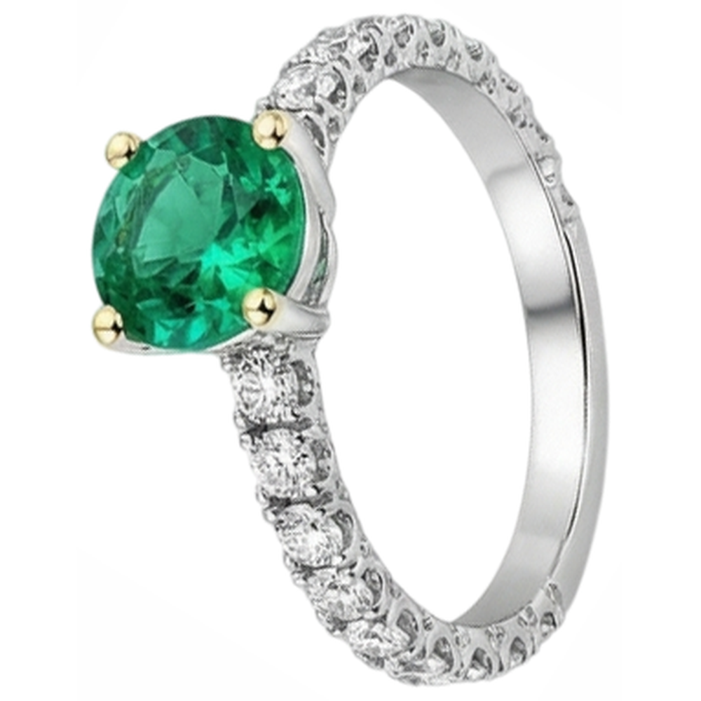 Kolumbianischer Smaragd Schmuckstein-Ring 2,50-Karat Bicolor 14K Gold – Seitenansicht